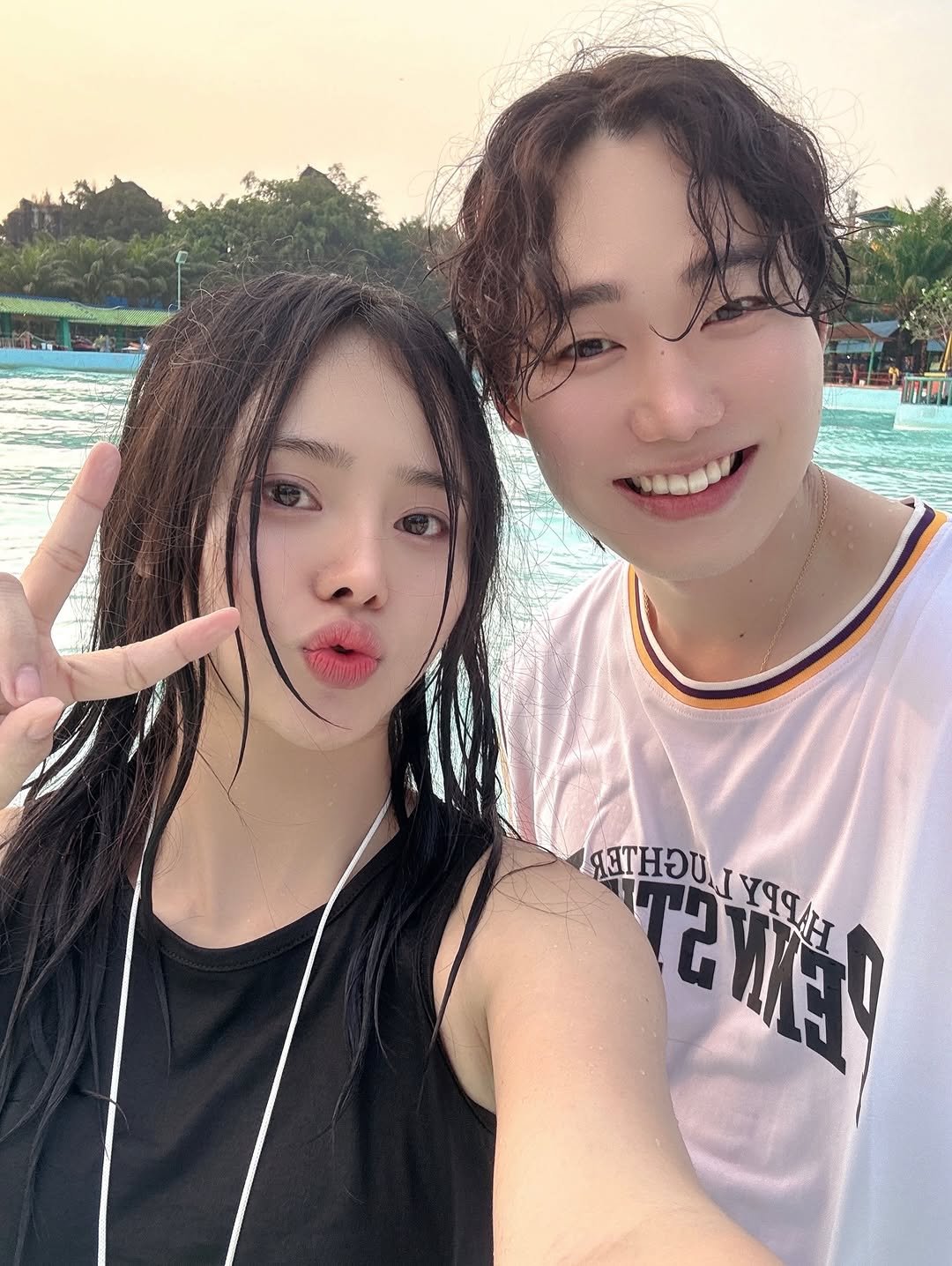 Photo shared by 박재훈 on January 18, 2026 tagging @qkrwogns99. May be an image of one or more people, hair, pool and text.