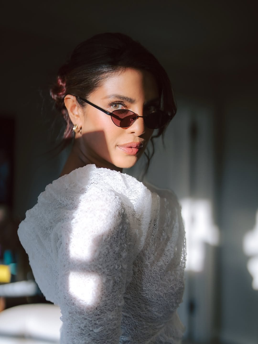 Photo shared by Priyanka on February 19, 2026 tagging @morgane_martini, @krimesh, @kimmiekyees, @bridgetbragerhair, @alexpardashian, @bvlgari, @waymanandmicah, and @datt_official. May be an image of one or more people, makeup and text.