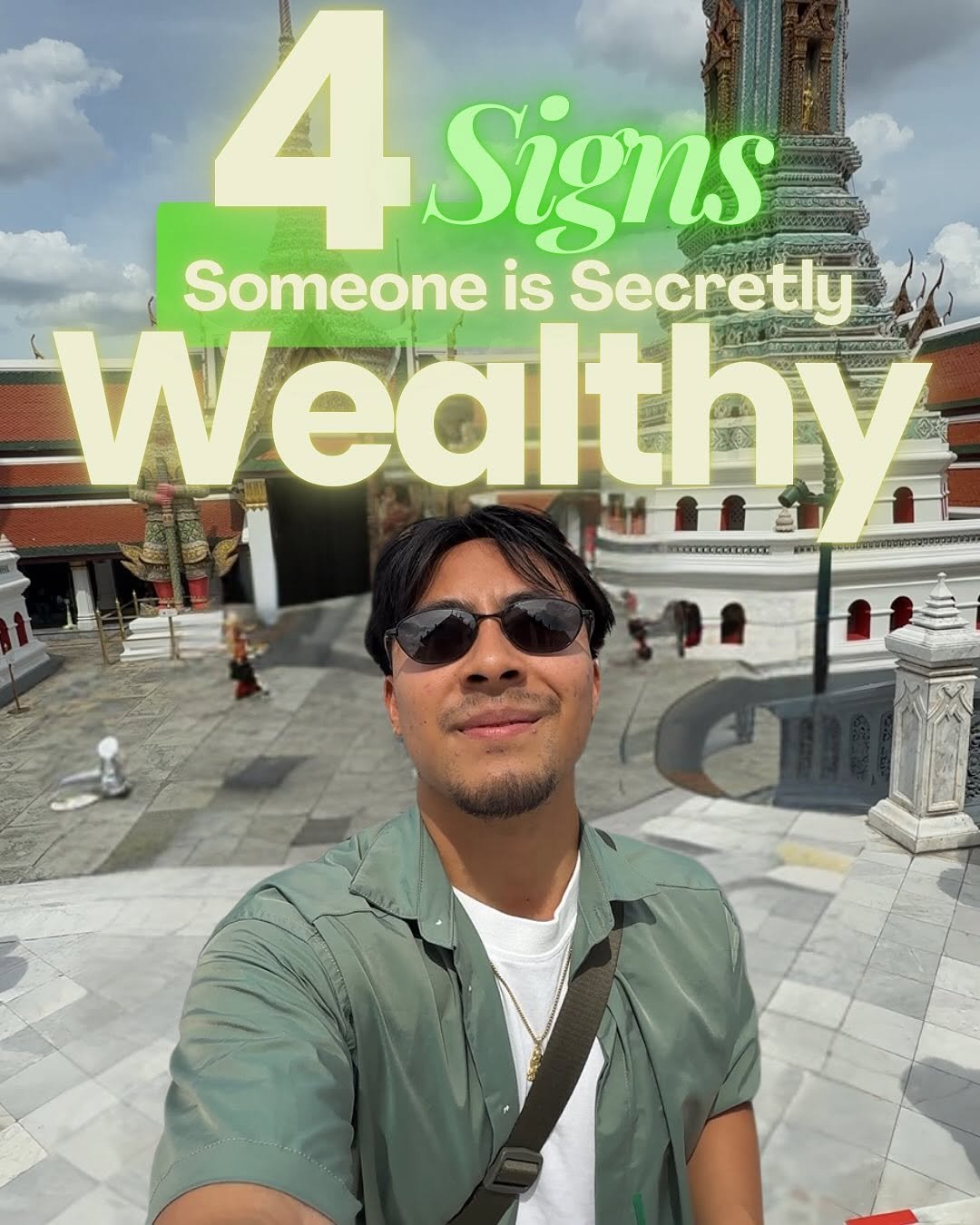 Photo by Angelo Castillo on September 17, 2025. May be an image of 2 people, money, signboard and text that says '4Signs 4 Signs Someone is Secretly Wealthy 告'.