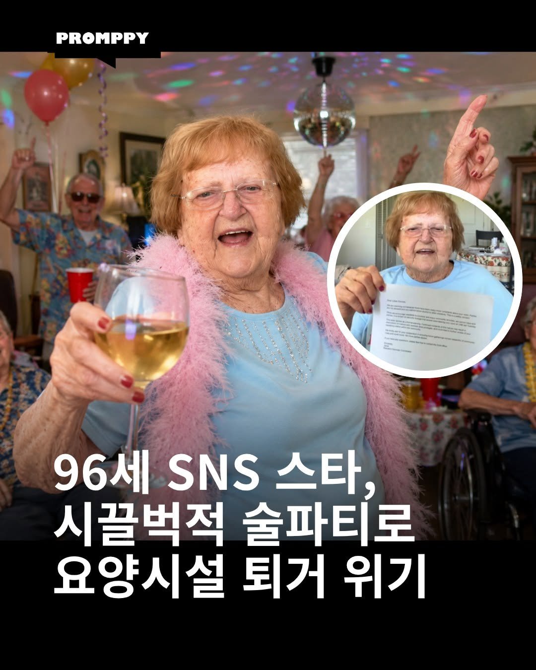 promppy_com 게시물 이미지: 👵 96세 SNS 스타 '그랜드마 드로니악', 시끌벅적한 파티 때문에 요양시설에서...