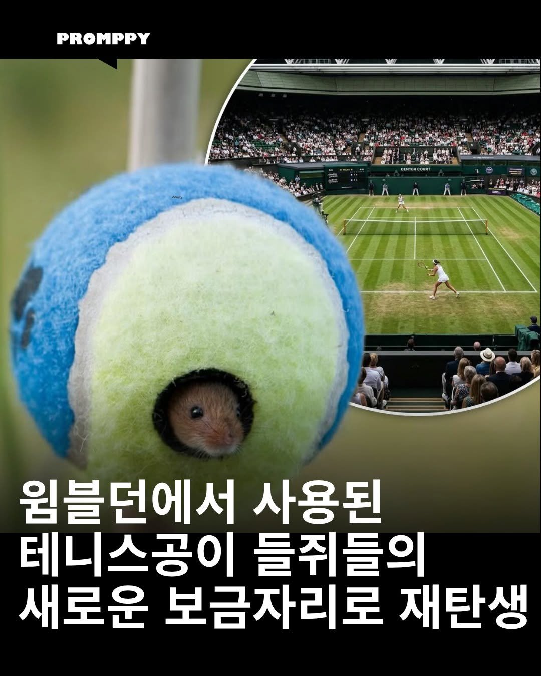 promppy_com 게시물 이미지: 🎾 윔블던에서 사용된 테니스공이 들쥐들의 새로운 보금자리로 재탄생
윔블던 대회가...