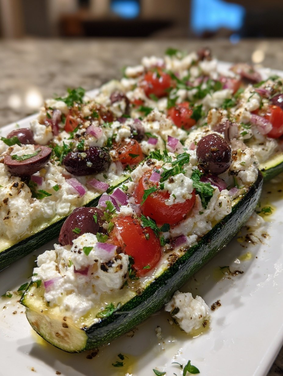 protein_cottage_kitchen 게시물 이미지: 🍆🧀 Mediterranean Veggie Stuffed Zucchini Boats...