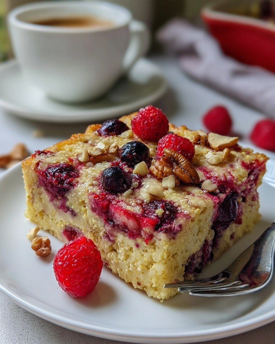 Photo by Protein & Cottage Kitchen on March 15, 2026. May be an image of crumbcake, blueberries, fruitcake, baked goods and text.