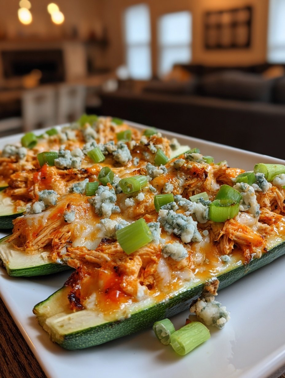 protein_cottage_kitchen 게시물 이미지: 🥒🔥 Buffalo Chicken Stuffed Zucchini Boats with...