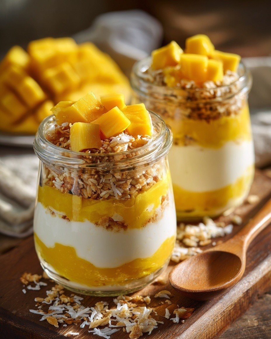 Photo by Protein & Cottage Kitchen on March 15, 2026. May be an image of granola, mango, yogurt, fruit cocktail and text.