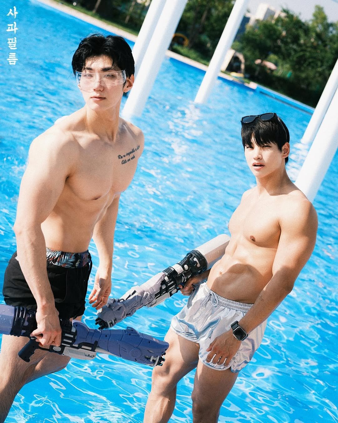 Photo shared by 사과필름 on August 14, 2025 tagging @1f_okey, @apple_film0418, and @qkrgktkxks. May be an image of 2 people, magazine and text.