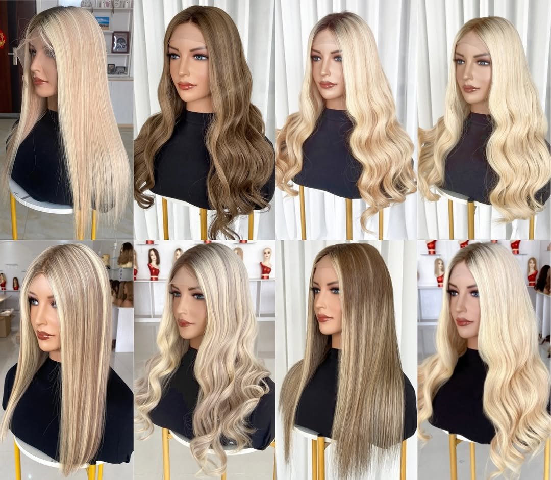 Photo by Runyusi Hair Products Co., Ltd on November 28, 2025. May be an image of one or more people, blonde hair, long hair and text.