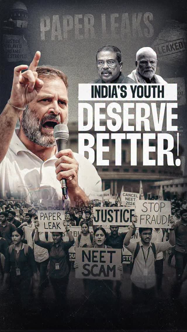 rahulgandhi 게시물 이미지: 12 वर्षों में पेपर लीक, परीक्षा की चोरी, टेंडर...