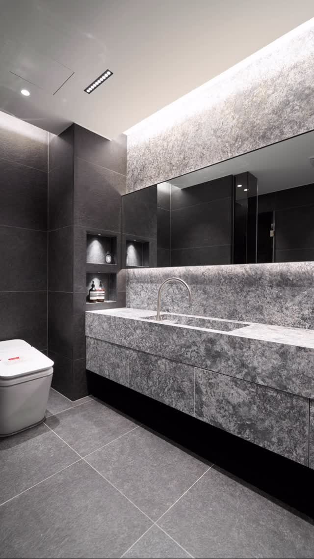 rainbow.design_interior 게시물 이미지: .
어두운 타일에 세라믹으로 세련미를 더해
거칠지만 셈서한 텍스처와
절제된...