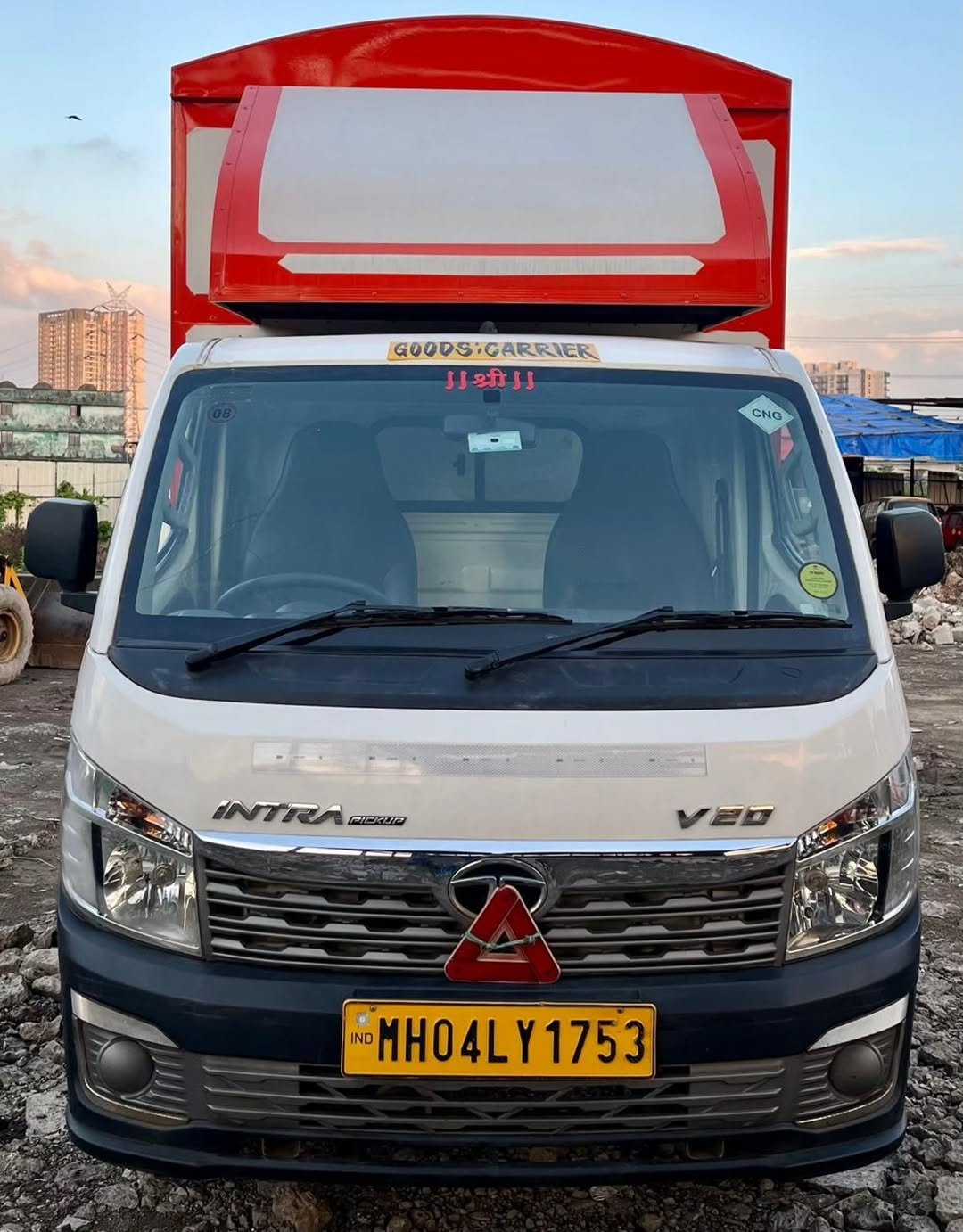 Photo by RAJ MOTORS, मुंबई on December 06, 2025. May be an image of van, bus, truck and text that says 'GOODSIGARRIER ।।श्री।। श्री S CNG INTRA INTRA MEHUP V2D IND MH04LY1753'.