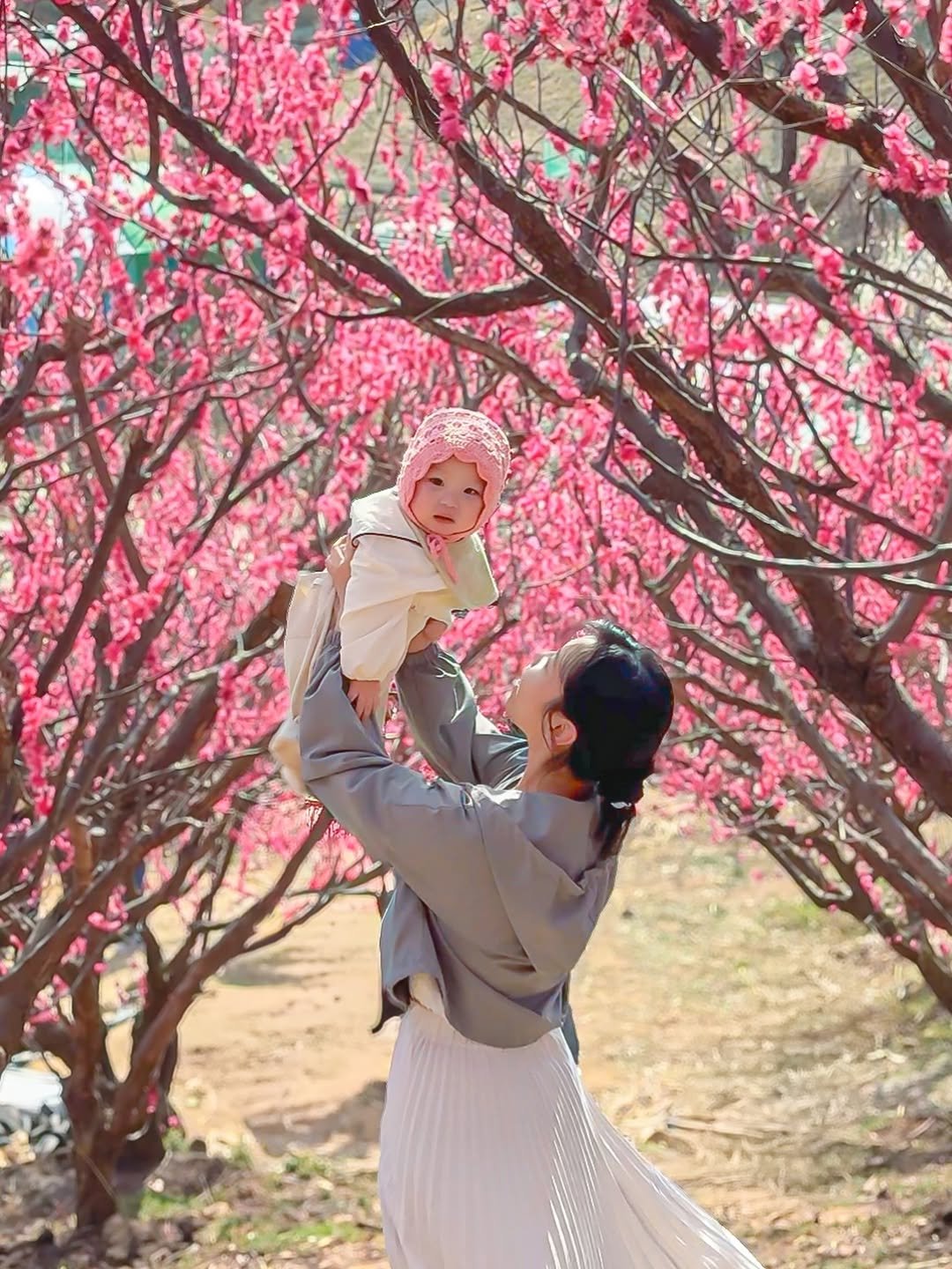 Photo shared by 1일1도하🖤 on February 25, 2026 tagging @ramiii_eo. May be an image of baby, flower, stone-fruit tree, outdoors and text.