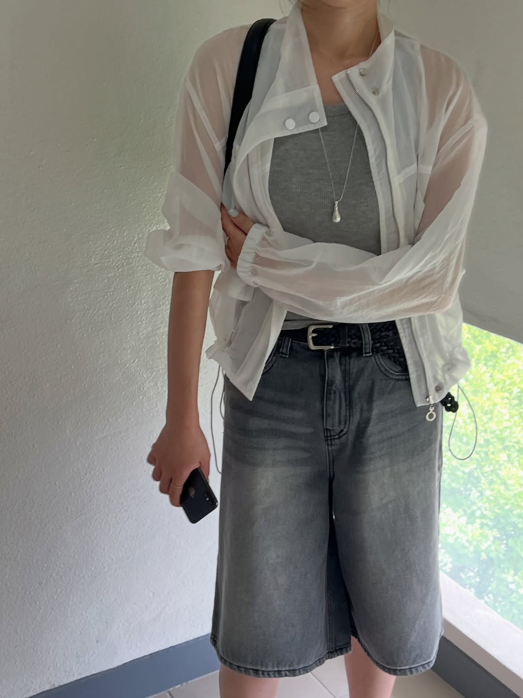 rangbe__ 게시물 이미지: 시스루 스트링 점퍼 🖤