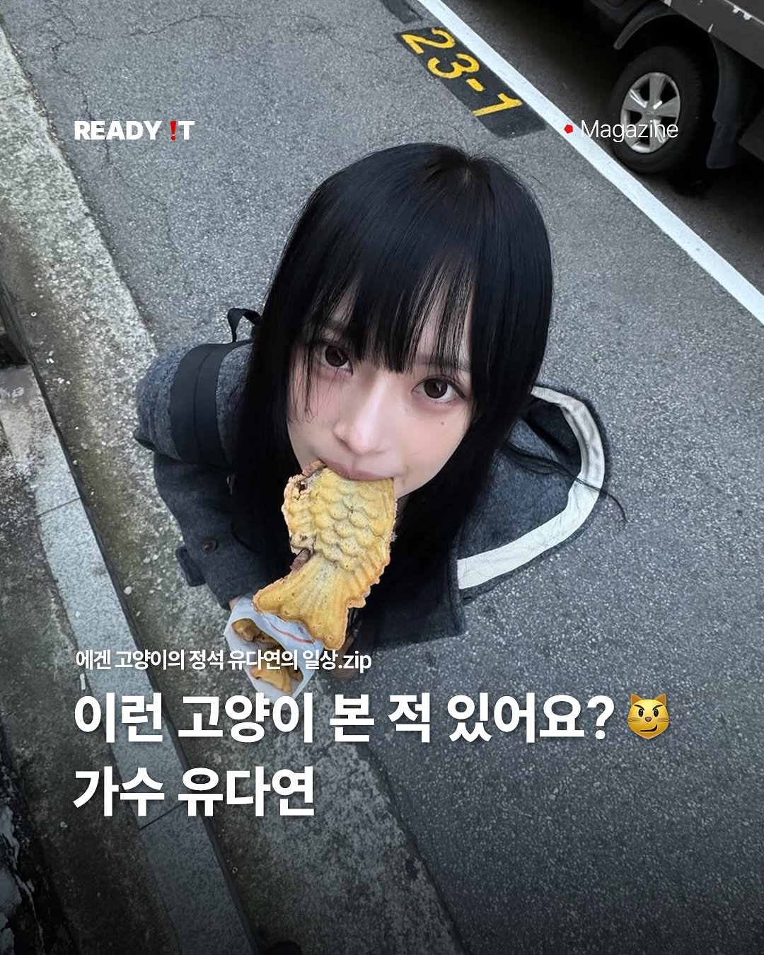 Photo shared by 레딧 매거진 l Lifestyle Magazine on October 18, 2025 tagging @dayeon_you. May be an image of text that says 'READY READY!T !T 23-1 Magazine 에겐. 고양이의 정석 유다연의 일상. 정석유다연의일상.z zip 이런 고양이 본 적 있어요? 가수 유다연'.