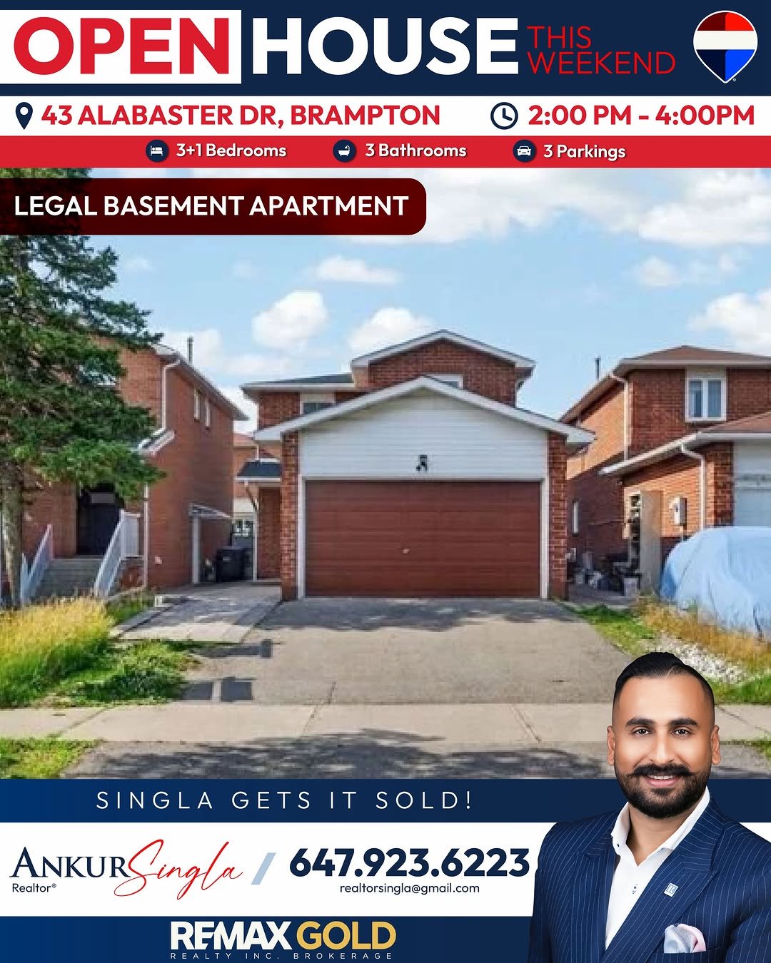 realtor_ankursingla 게시물 이미지: 🏡 OPEN HOUSE THIS WEEKEND!
📍 43 Alabaster Dr,...