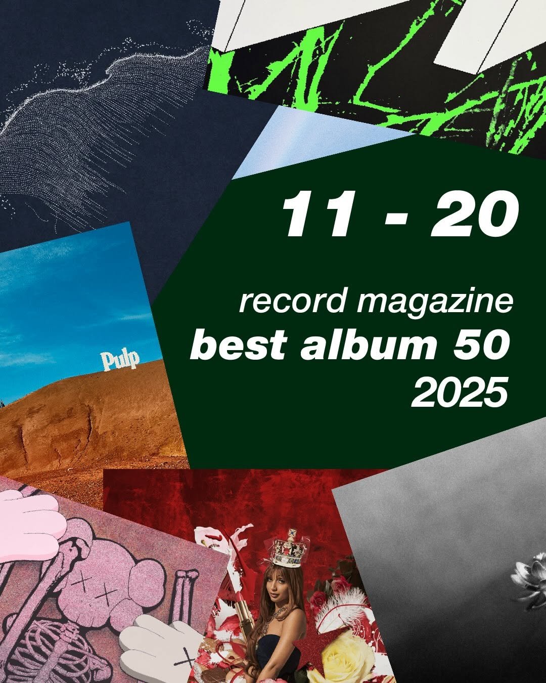 Photo by record magazine 레코드 매거진 on December 25, 2025. May be an image of magazine, poster, record and text that says '11 11-20 20 Pulp record magazine best album 50 2025'.