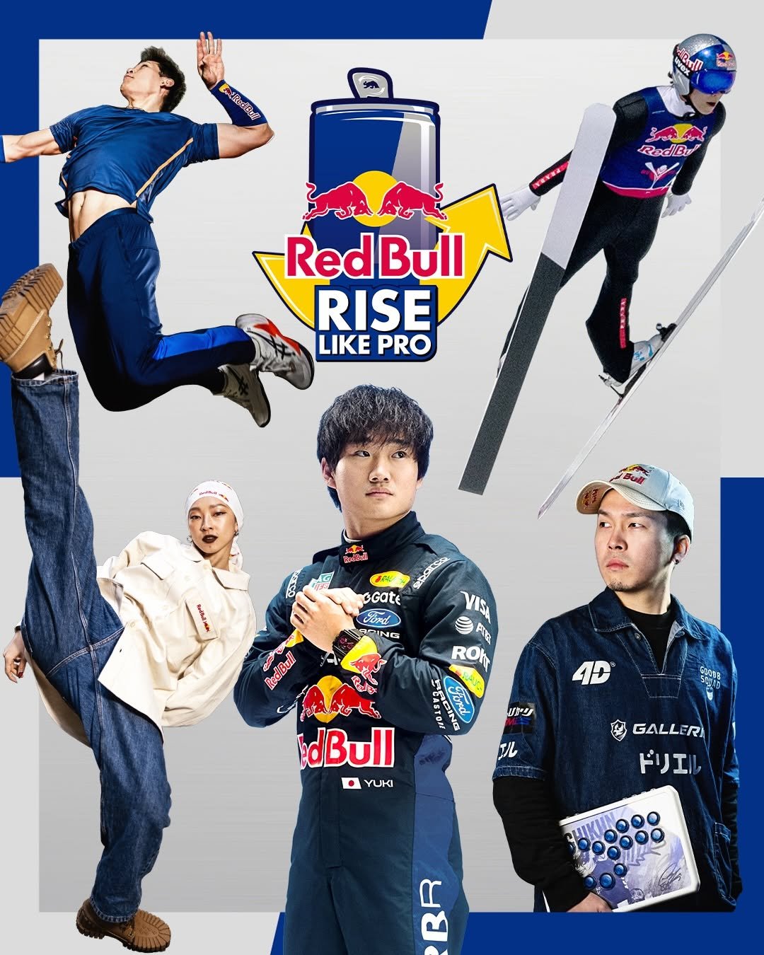 Photo shared by Red Bull Japan🇯🇵 on April 20, 2026 tagging @ryo_koba, @nishidayuji0130, @gachikun.tsune, @yukitsunoda0511, and @kyoka_rb.official. May be an image of racing vehicles, poster, magazine, sportswear, helmet and text.
