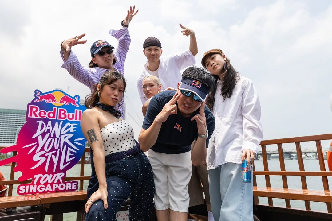 Photo shared by Red Bull Singapore on April 24, 2026 tagging @racheezels, @6fingermeraki, @locker.zee, @the_d.soraki_dance, @funkstyle_ks, @mtpop.vn, and @redbulldance. May be an image of one or more people, bangs and text.