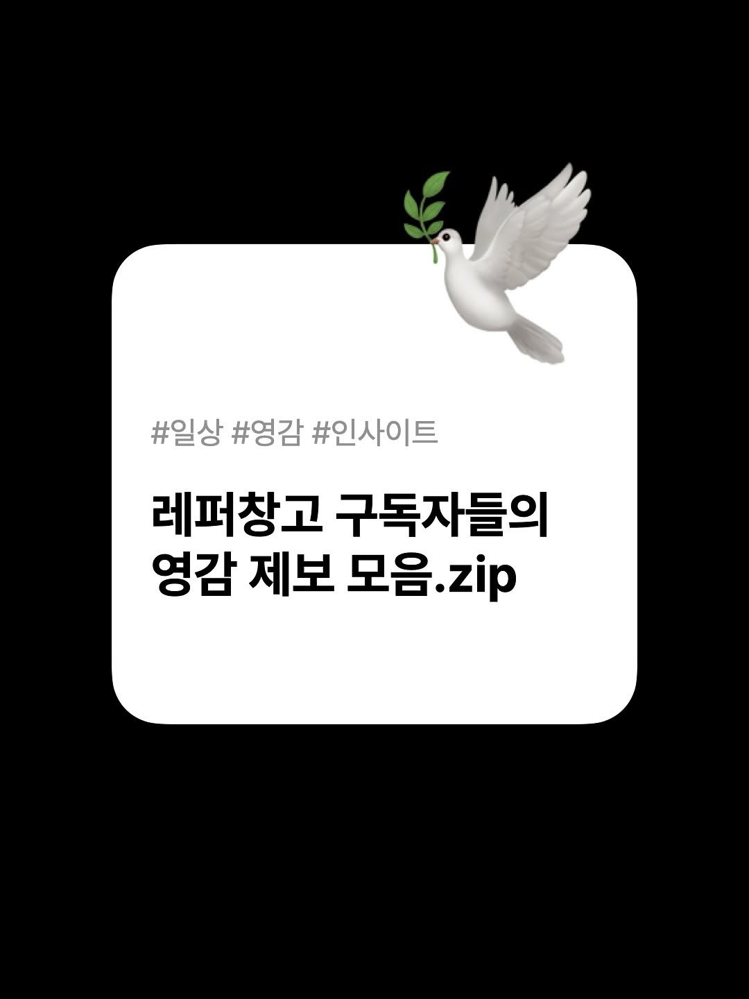 Photo by 호퍼네 레퍼창고 on August 08, 2025. May be an image of text that says '#일상 #영감 #인사이트 레퍼창고 구독자들의 영감 제보 모음. 모음.zip zip'.