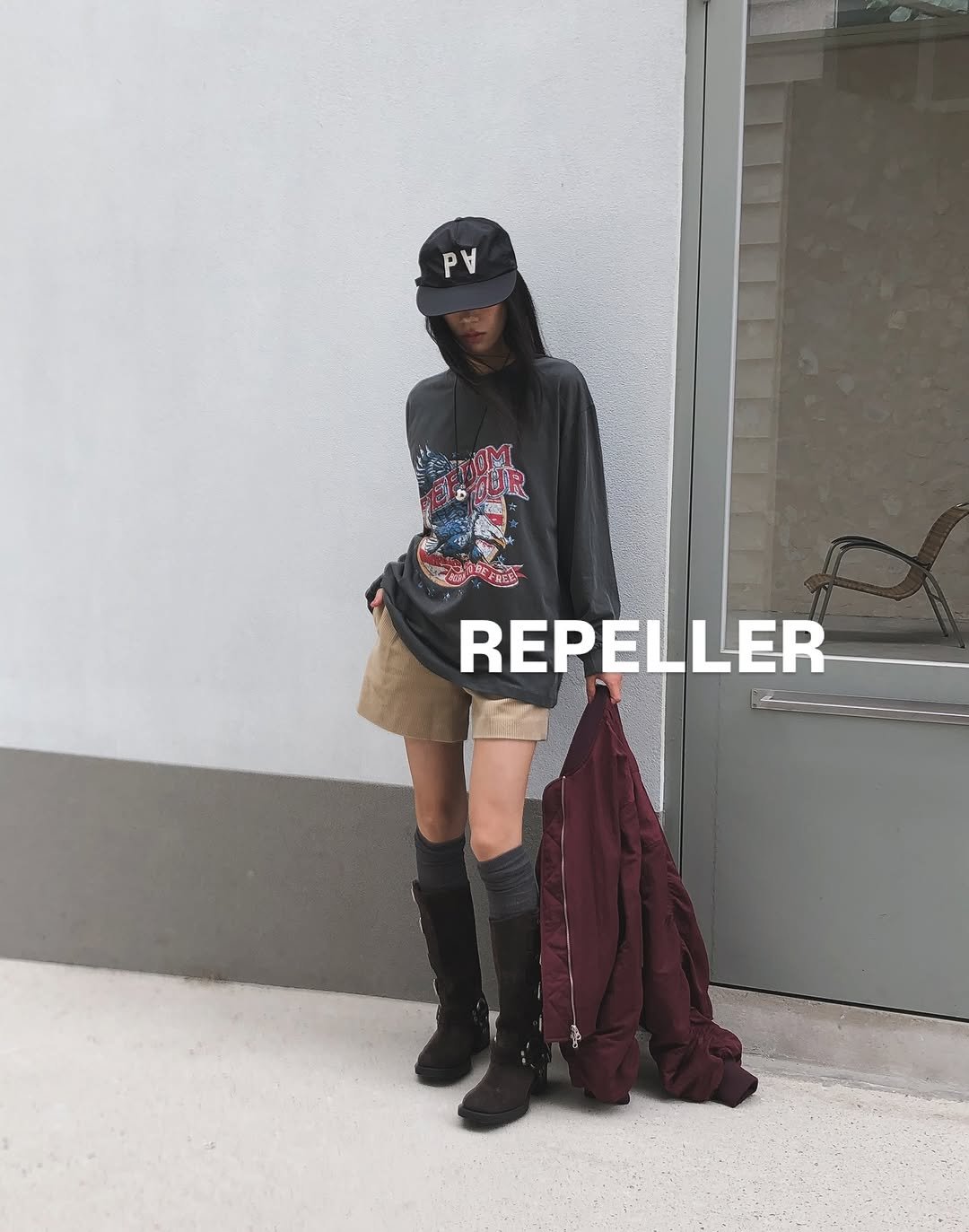 Photo by REPELLER (wholesale Clothing) on September 19, 2025. May be an image of 1 person and text that says 'P PA REPELLER'.