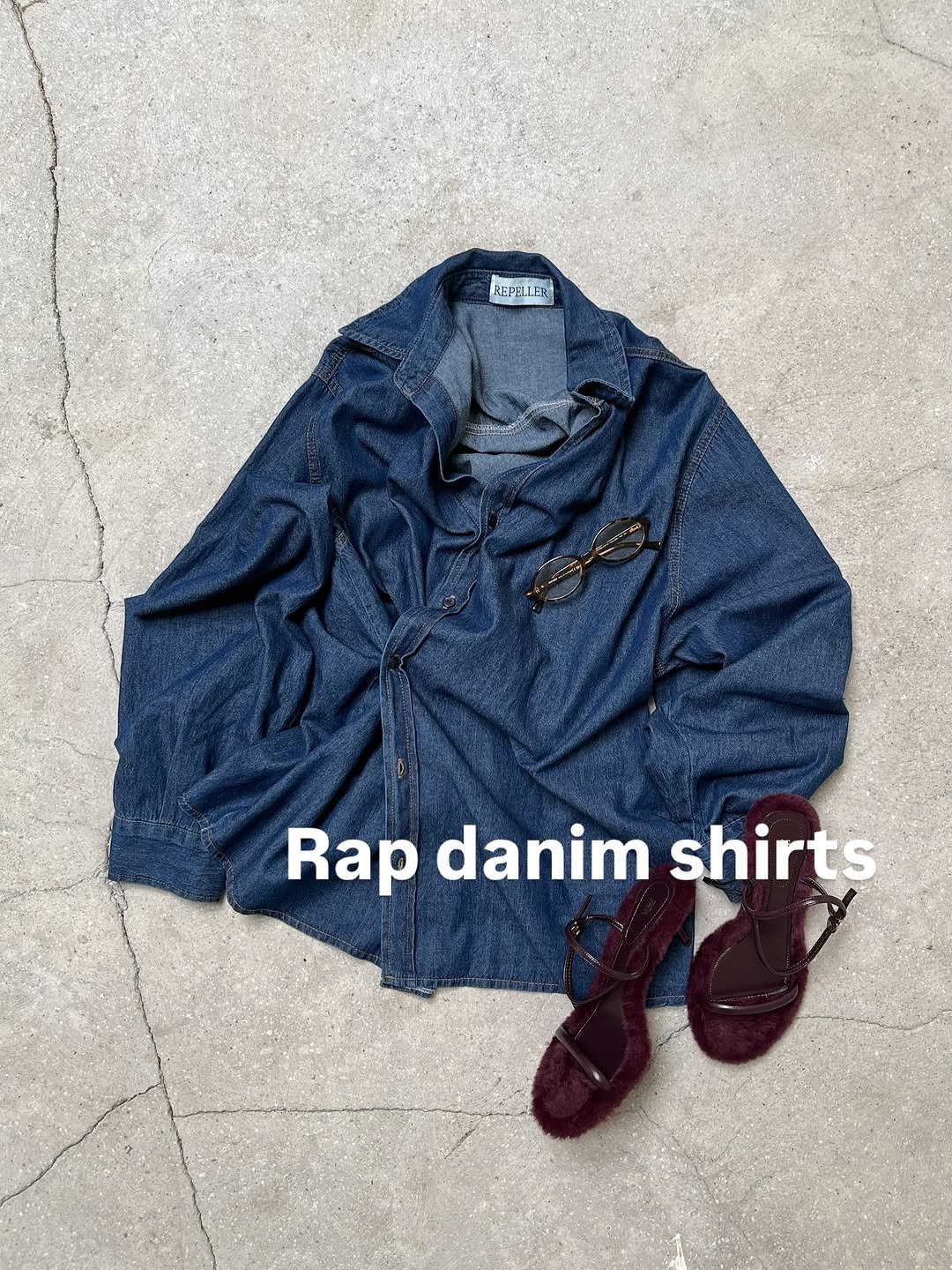 Photo by REPELLER (wholesale Clothing) on September 22, 2025. May be an image of text that says 'RareLLER REPELLER Rap danim shirts'.