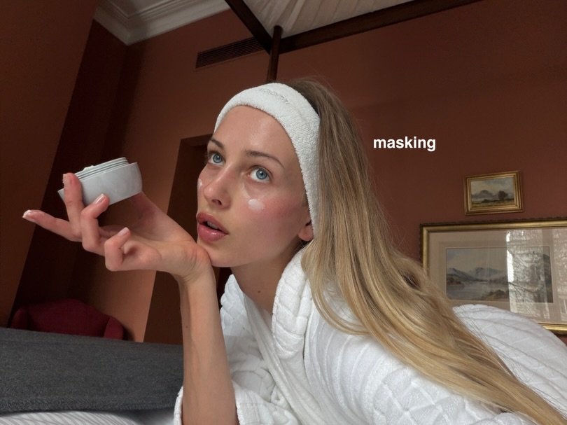 Photo by rhode skin on February 25, 2026. May be an image of one or more people, makeup, dental floss and text that says 'masking B'.