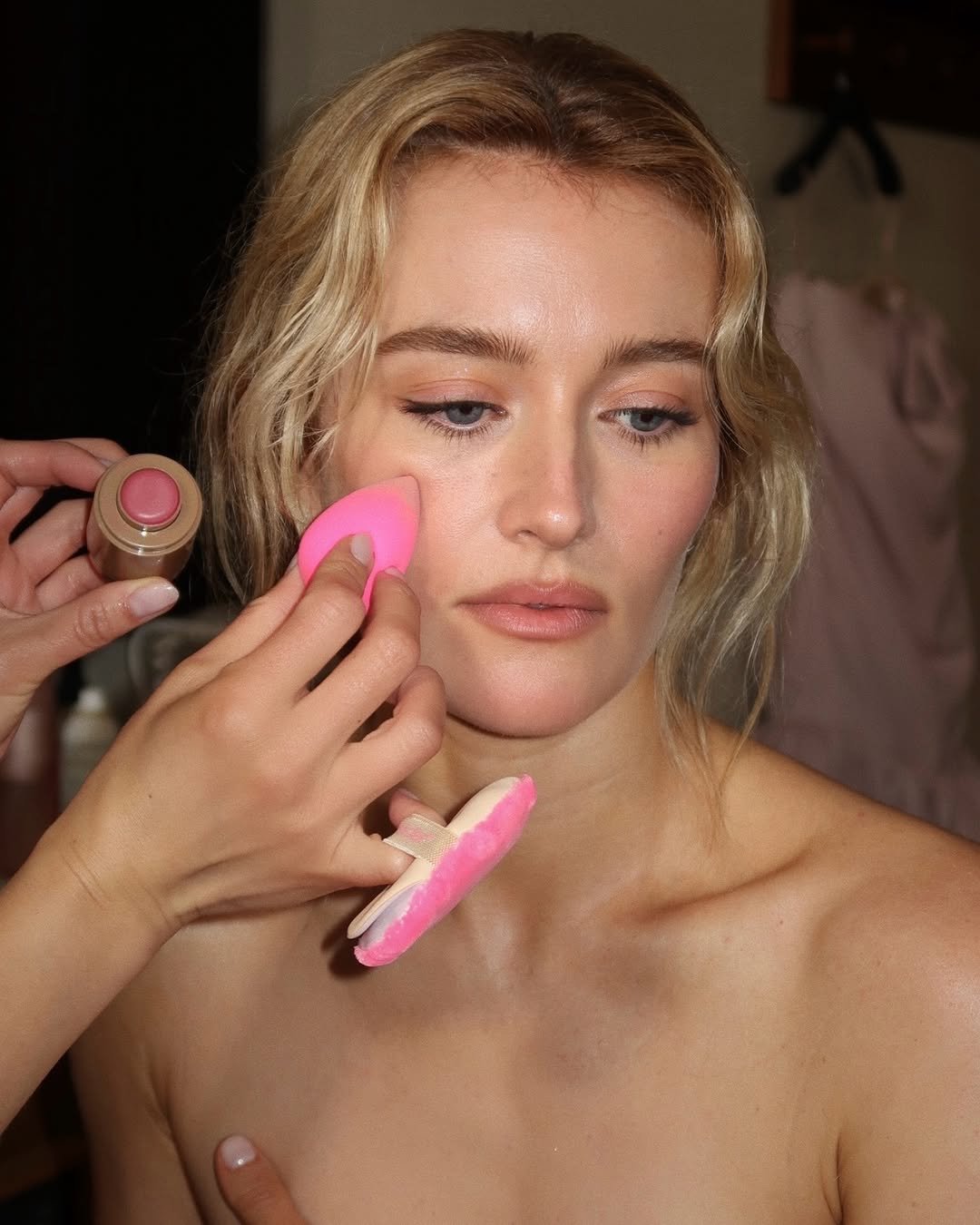 Photo shared by rhode skin on March 01, 2026 tagging @emilychengmakeup. May be an image of one or more people, makeup, lipstick, brush and text.