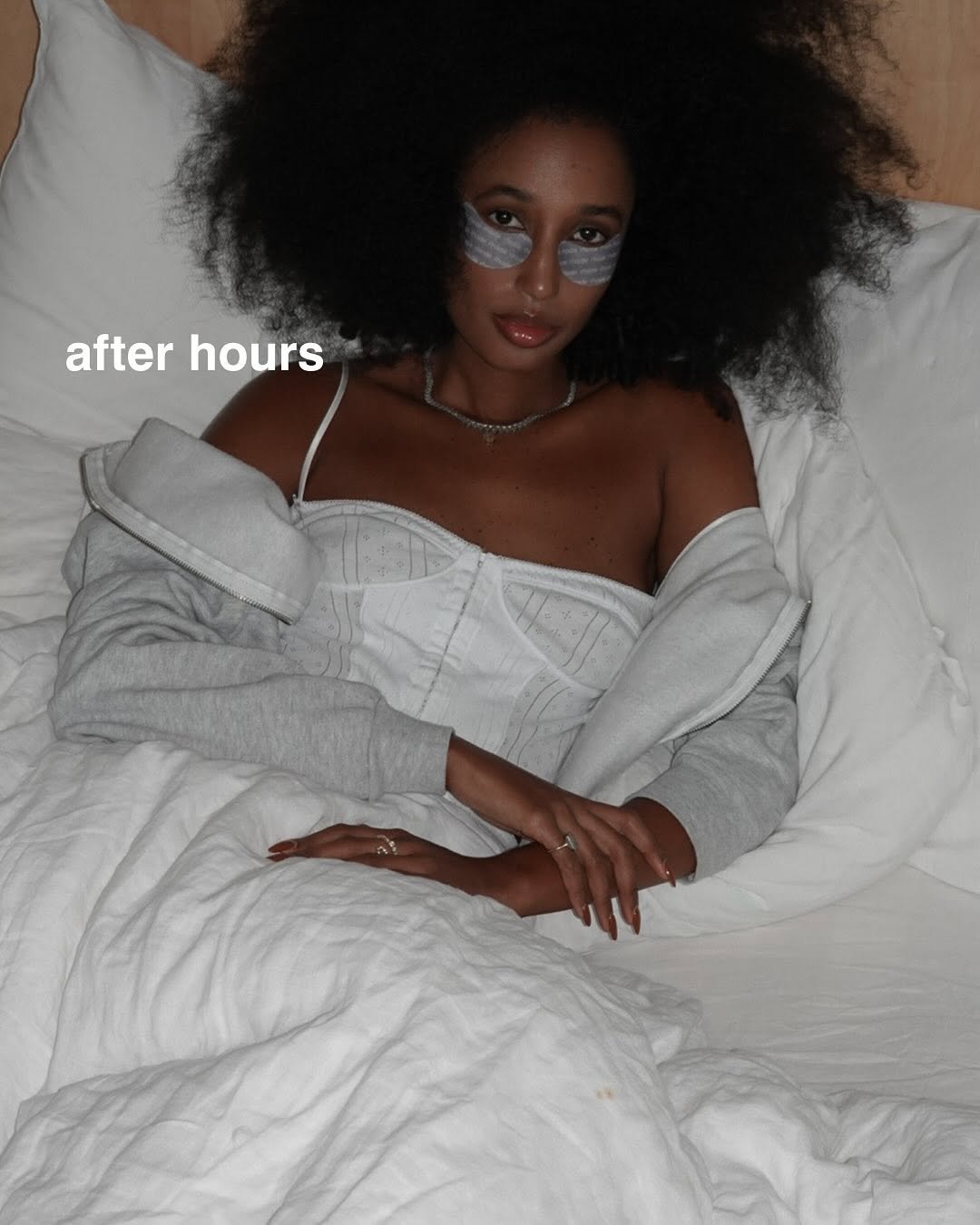 Photo shared by rhode skin on October 07, 2025 tagging @sarrjamois. May be an image of 1 person, makeup, dress and text that says 'after fterhours hours'.
