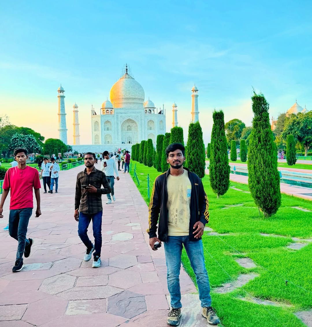 Photo by Rider on August 19, 2025. May be an image of 7 people, the Taj Mahal and text.
