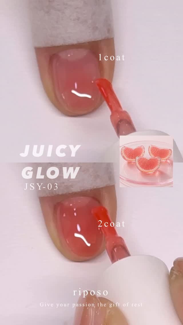 riposonail_official 게시물 이미지: 🍓🍒🍑 ʲᵘⁱᶜʸ ᵍˡᵒʷ 🍓🍒🍑
 
맑고 투명한 젤리같은 상큼함을 담은 쥬시글로우...