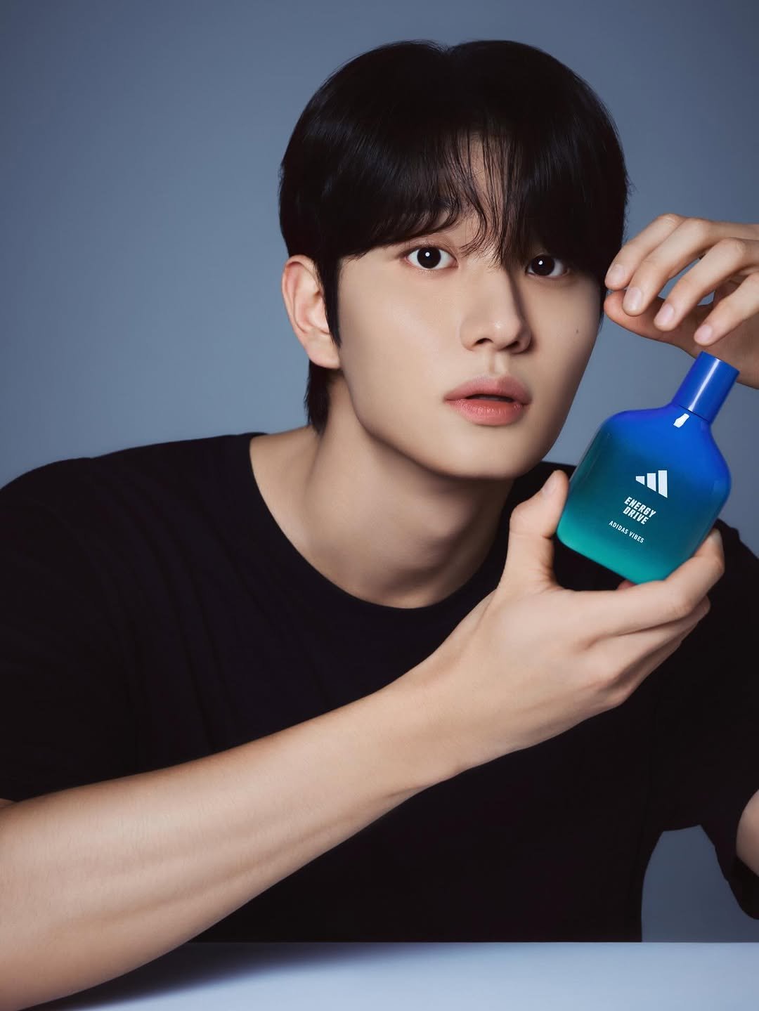 Photo shared by 김재원 on December 04, 2025 tagging @adidas. May be an image of bottle, water bottle and text.