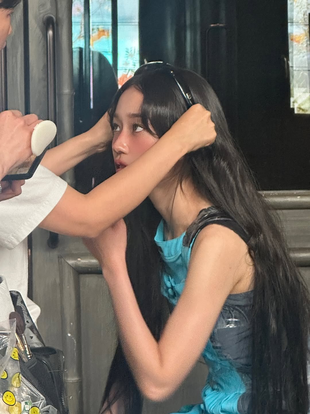 Photo shared by 노윤서 on July 28, 2025 tagging @balenciaga, and @dazedkorea. May be an image of braids, child, makeup and text.