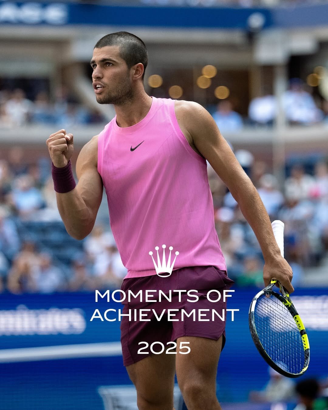 Photo by ROLEX on December 31, 2025. May be an image of tennis, racket and text that says 'MOMENTS OF ACHIEVEMENT 2025'.