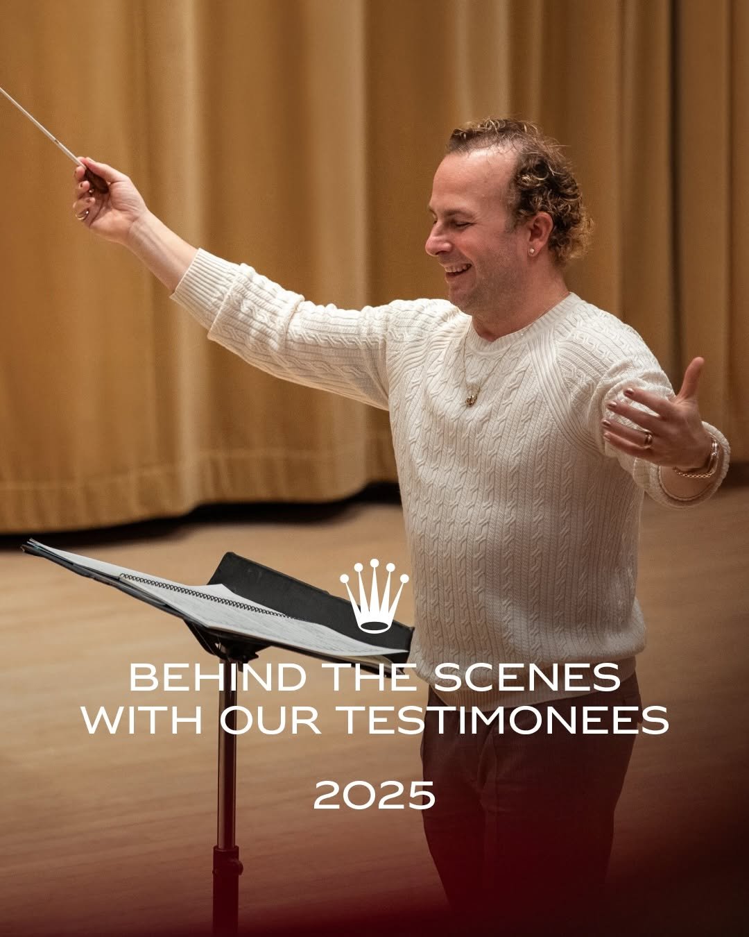 Photo shared by ROLEX on December 15, 2025 tagging @nezetseguin. May be an image of standing, clarinet, trumpet, oboe, flute, violin, magazine and text that says 'wwm BEHIND THE SCENES WITH OUR TESTIMONEES 2025'.