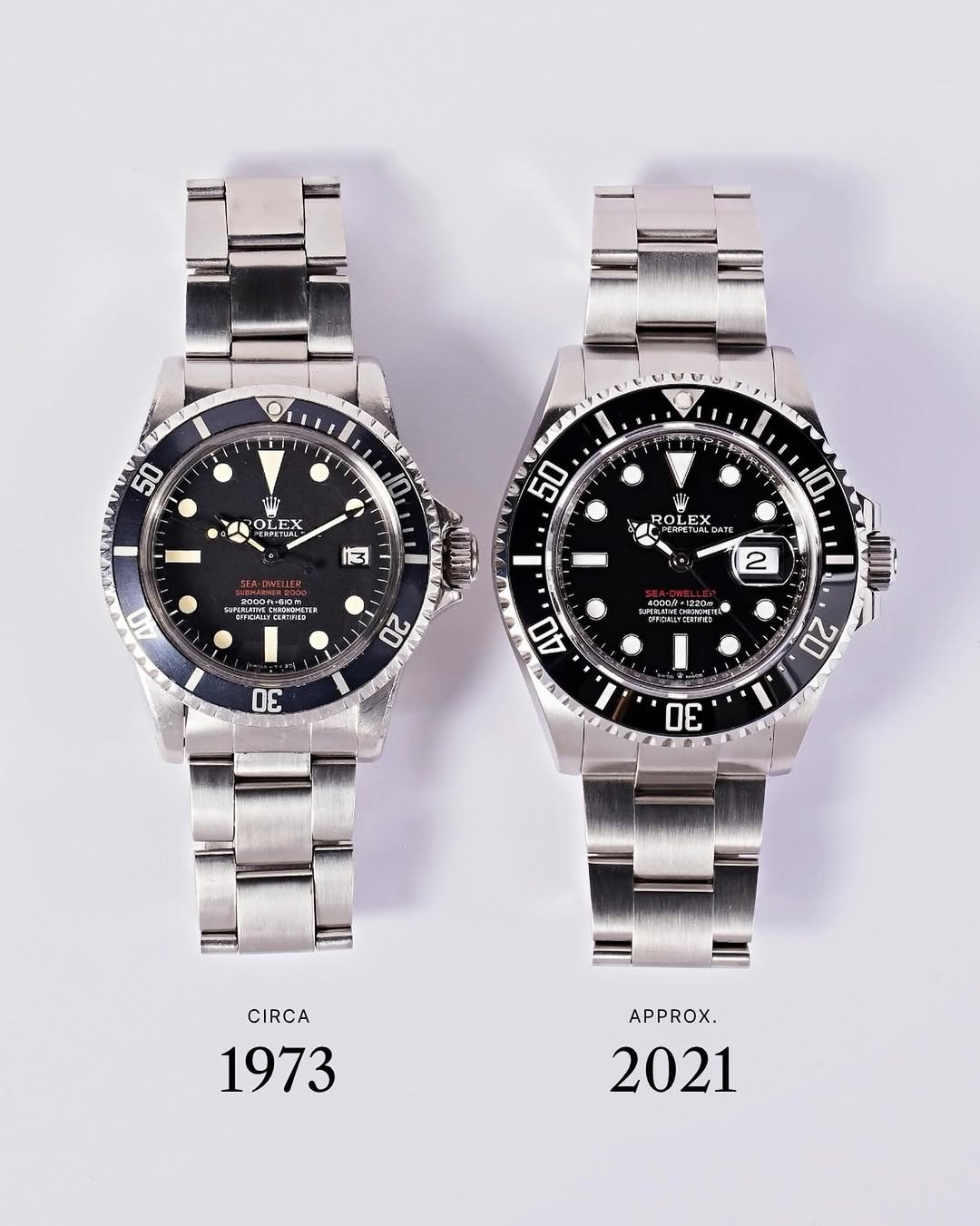 rolexworld_ 게시물 이미지: The Sea Dweller half a century apart side by...
