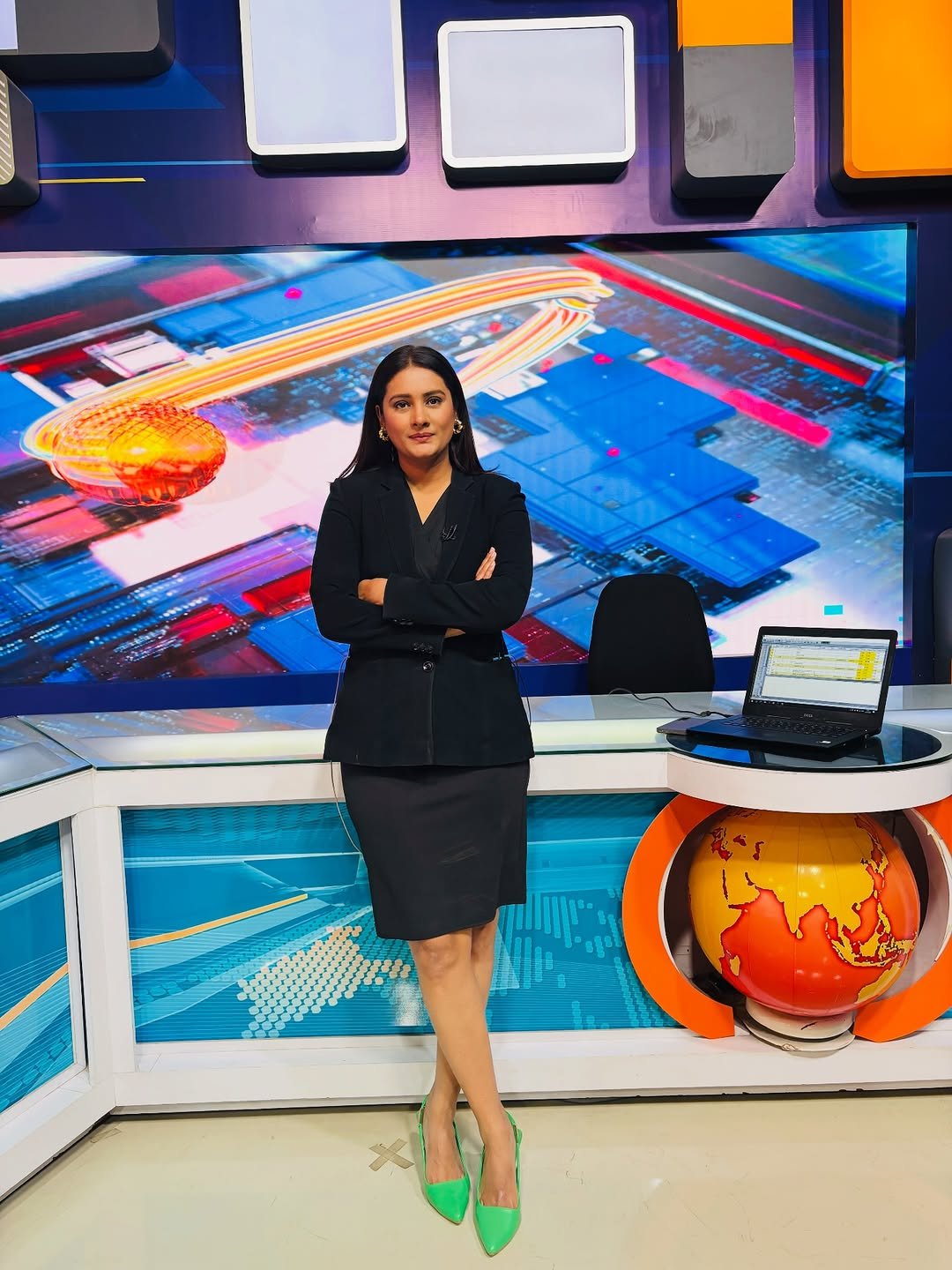 Photo by Romita Tiwari on April 26, 2026. May be an image of television, newsroom, office and text.