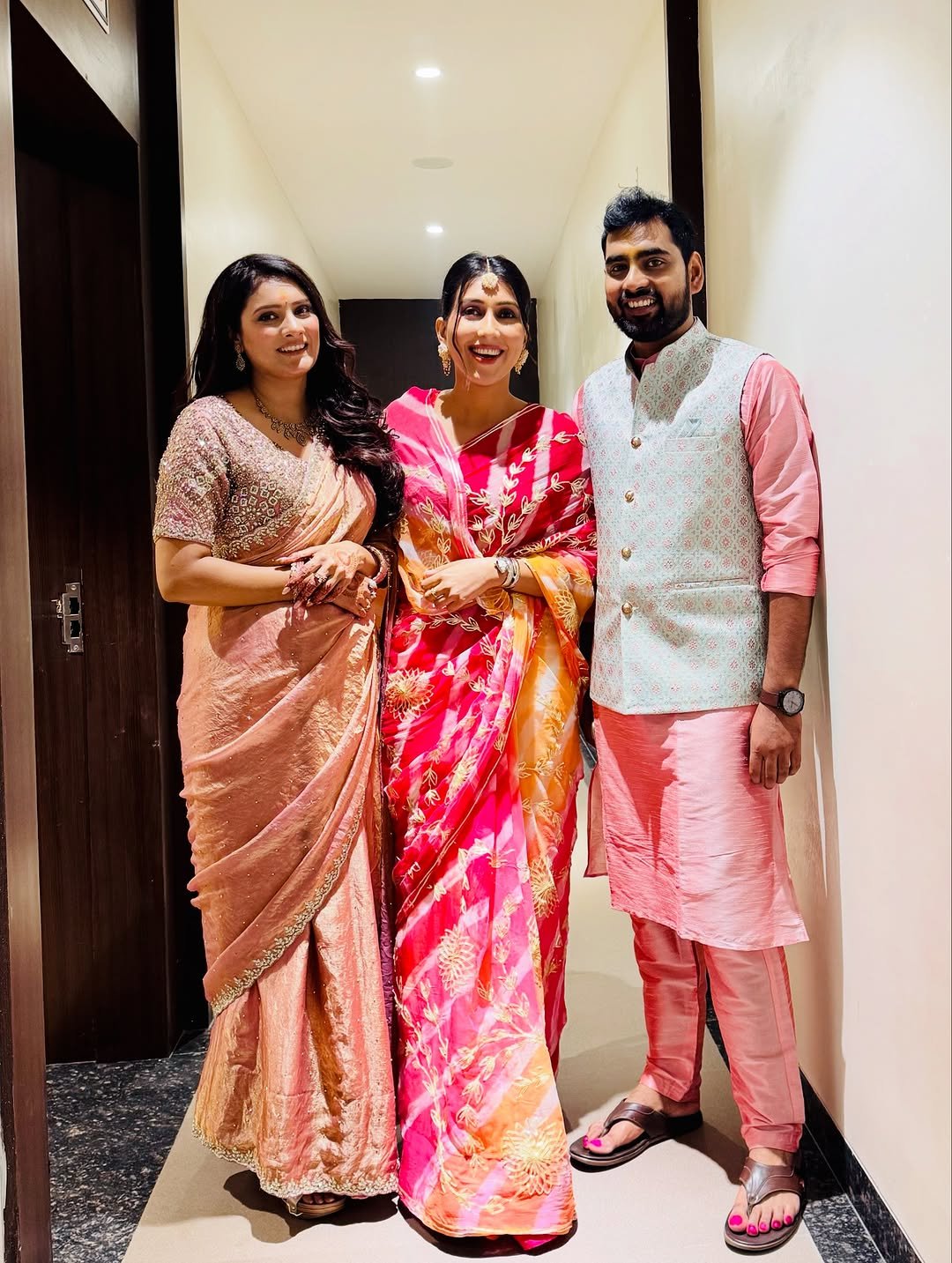 Photo shared by Ranjana Singh Rathore on September 24, 2025 tagging @romita_tiwari_17, and @shubhammp53. May be an image of 3 people, people smiling and text.