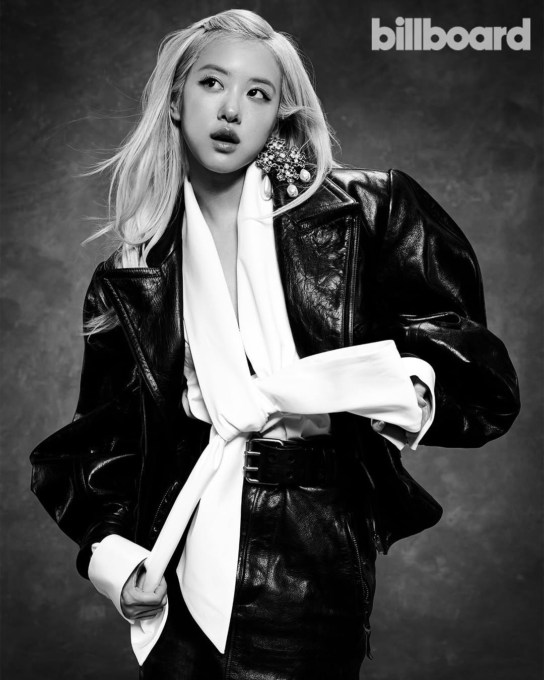 Photo shared by ROSÉ on December 14, 2025 tagging @billboard, @ysl, and @anthonyvaccarello. May be an image of one or more people, bangs, makeup, magazine, top, poster and text that says 'billboard'.