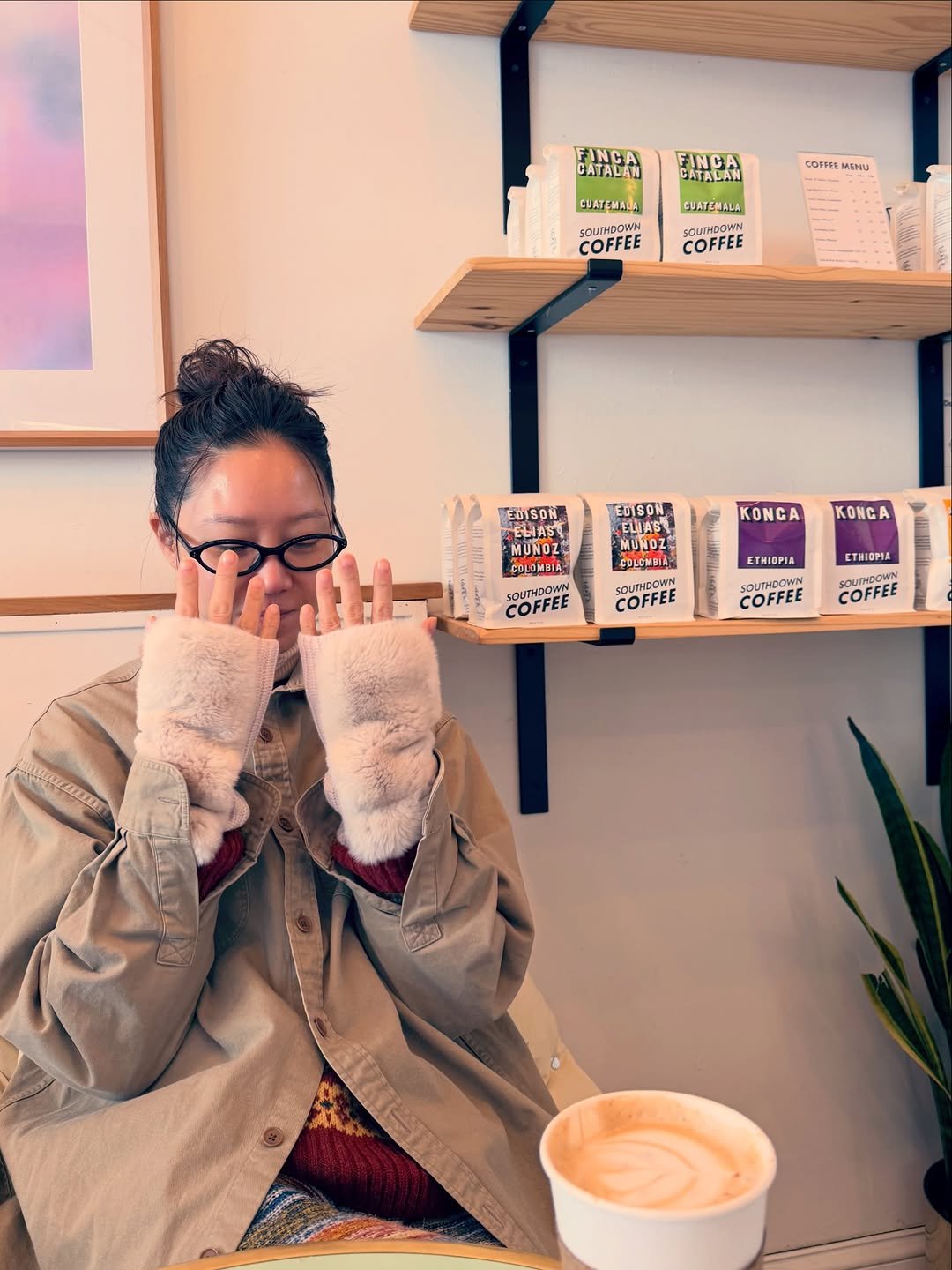 Photo by Hjk on March 31, 2026. May be an image of coffee cup, coffee, eyeglasses, cappuccino, juice, tea, cornflower and text.