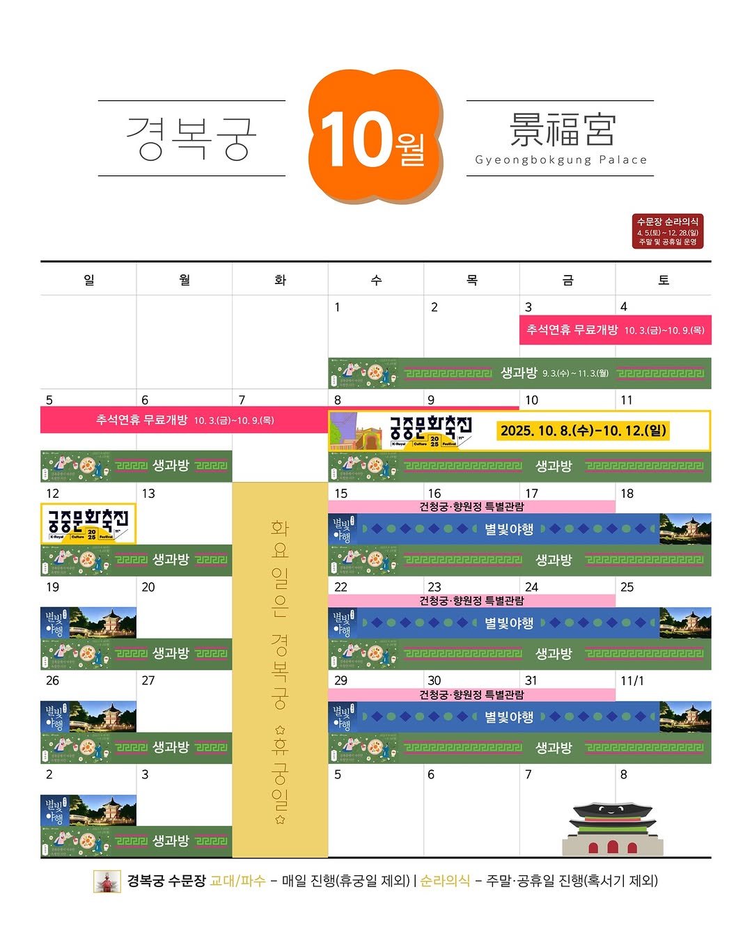 Photo by 국가유산청 궁능유적본부 on October 01, 2025. May be an image of calendar, crossword puzzle and poster.