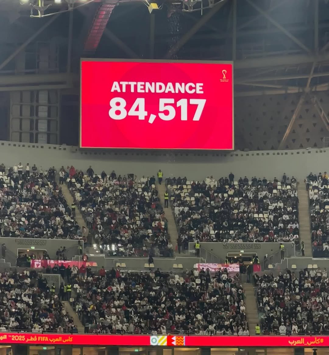 Photo by رغـد | Raghad on December 18, 2025. May be an image of scoreboard, crowd, stadium and text.