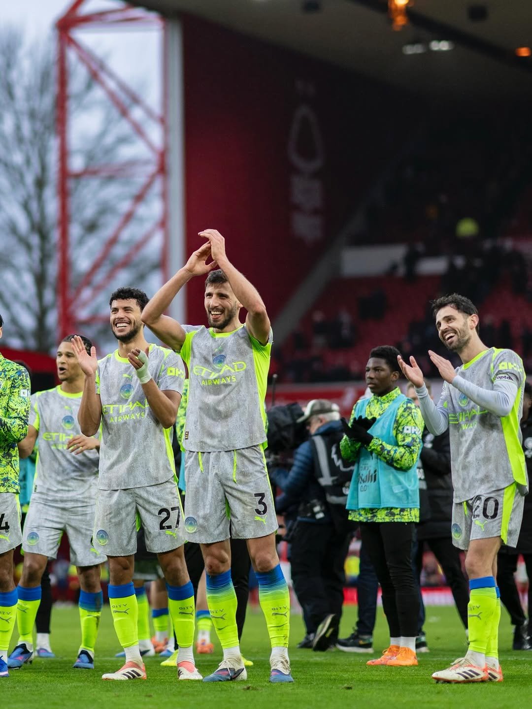 Photo shared by Rúben Gato Dias on December 27, 2025 tagging @matheusnunes73, and @bernardocarvalhosilva. May be an image of football, soccer, stadium and text.