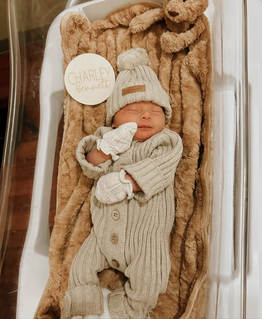Photo shared by Gianna Blaney on November 22, 2025 tagging @ryanblaney10. May be an image of baby and text that says 'CHARLEY bernett bennett'.