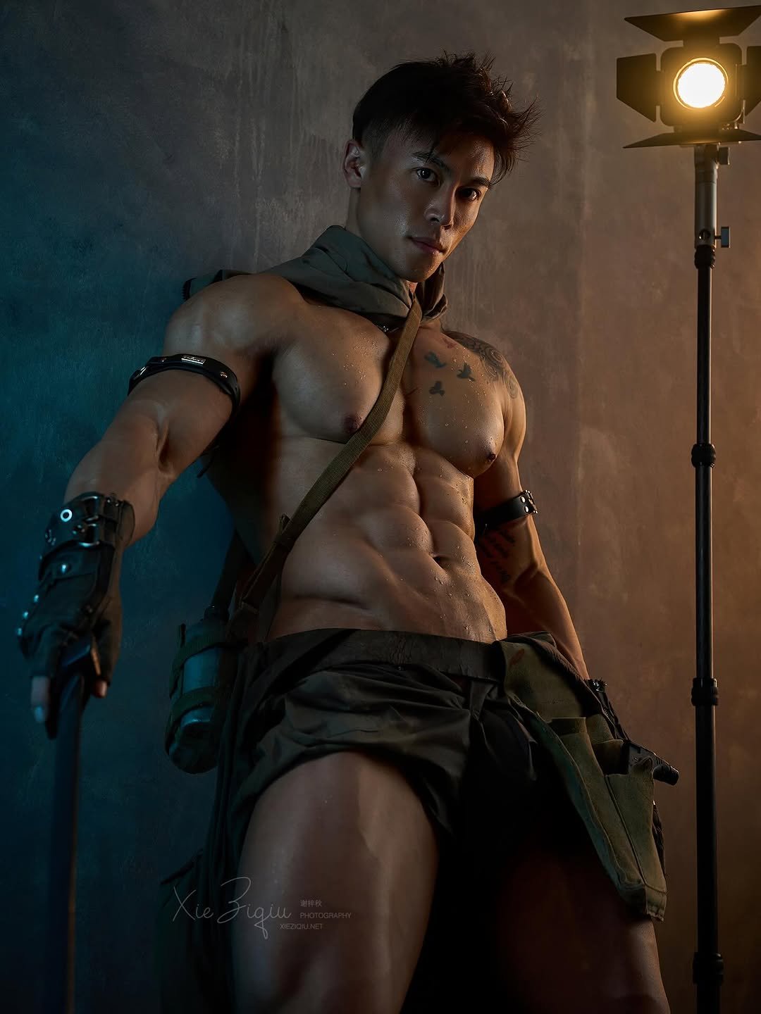 Photo by Ryan Ding on October 22, 2025. May be an image of one or more people, biceps, sword, kilt, costume and text.