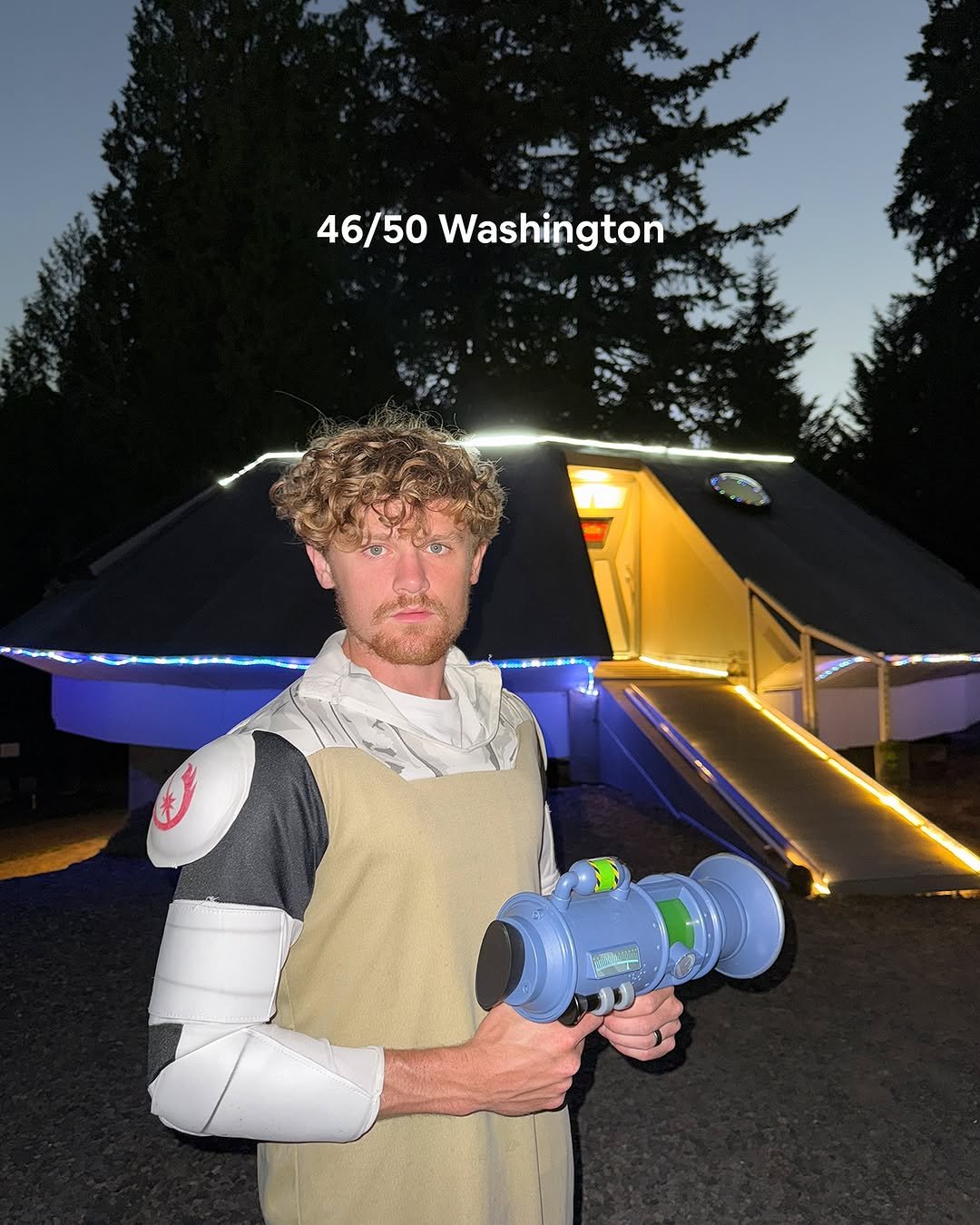 Photo by Ryan Trahan on July 25, 2025. May be a video game screenshot of flashlight, gas mask, portable cassette player, glasses and telescope.