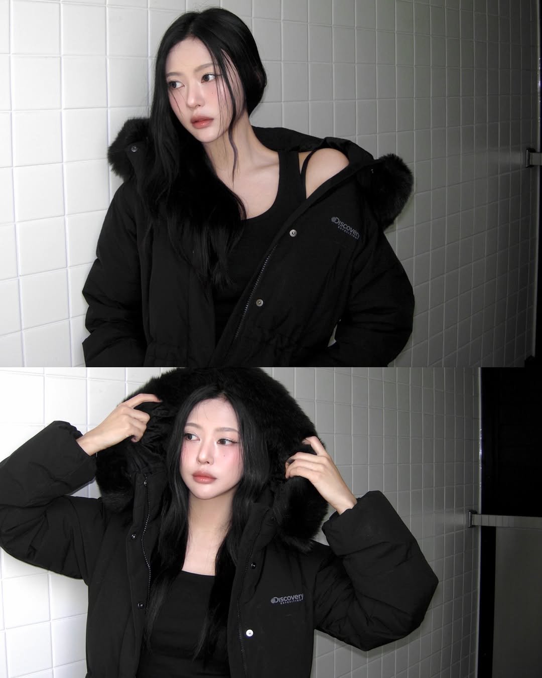 Photo shared by Subin Shin on December 12, 2025 tagging @discoveryexpedition_kr. May be an image of duffle coat, overcoat, goosedown coat, fur coat, snowsuit, raincoat, parka, flight jacket and text.