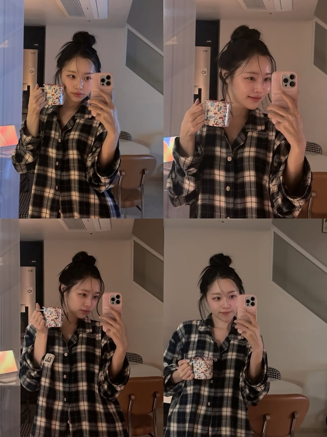 Photo by 이솔이 ✨ on February 20, 2026. May be a selfie of phone, flannel, mirror and text.