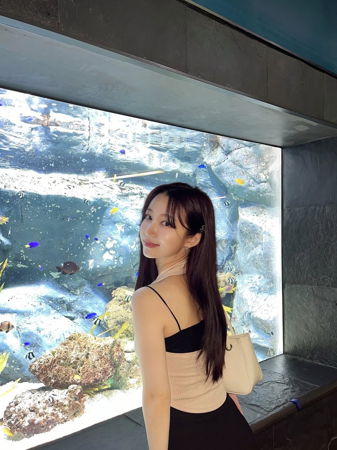 Photo by 승지 on August 17, 2025. May be an image of 1 person, fish, aquarium and text.