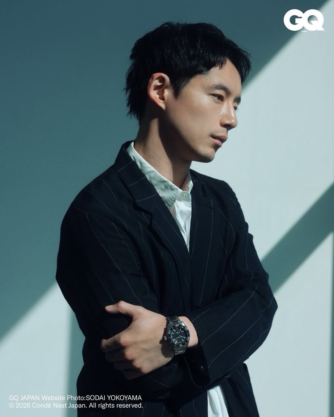 Photo shared by kentaro sakaguchi on March 13, 2026 tagging @omega, and @gqjapan. May be an image of one or more people, hair, wrist watch, suit, blazer, bolo tie, magazine and text that says 'GQ GQ JAPAN Website Photo: Photo:SODA :SODAI YOKOYAMA ©2026 Condé Nast @2026CondéNast.a.Al VastJapan. Japan All rights reserved.'.