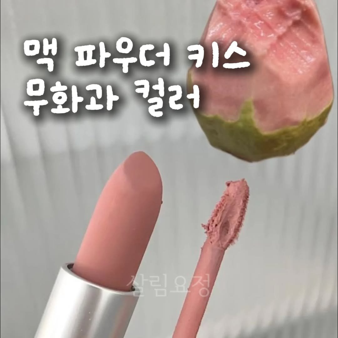 Photo by 살림요정 on November 05, 2025. May be an image of one or more people, lipstick, pie and text that says '맥 파우더 키스 우화과 컬러 살림 림요정'.