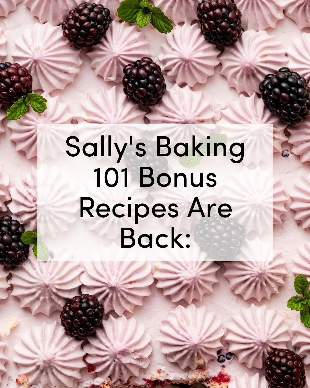 Photo by Sally McKenney on April 17, 2026. May be an image of food and text that says 'Sally's Baking 101 Bonus Recipes Are Back:'.